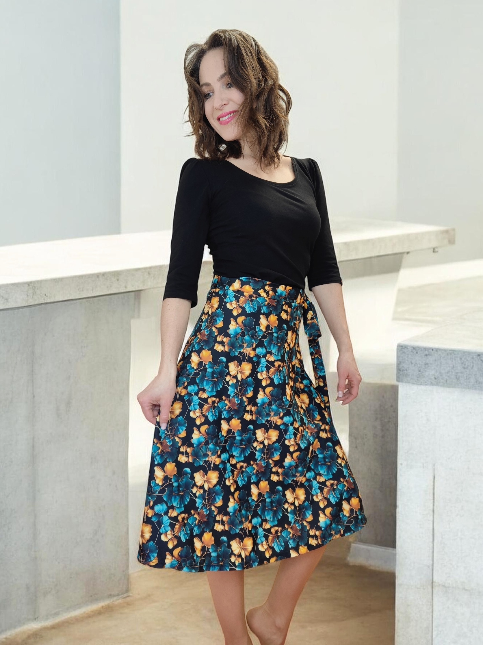 půlkolová zavinovací sukně